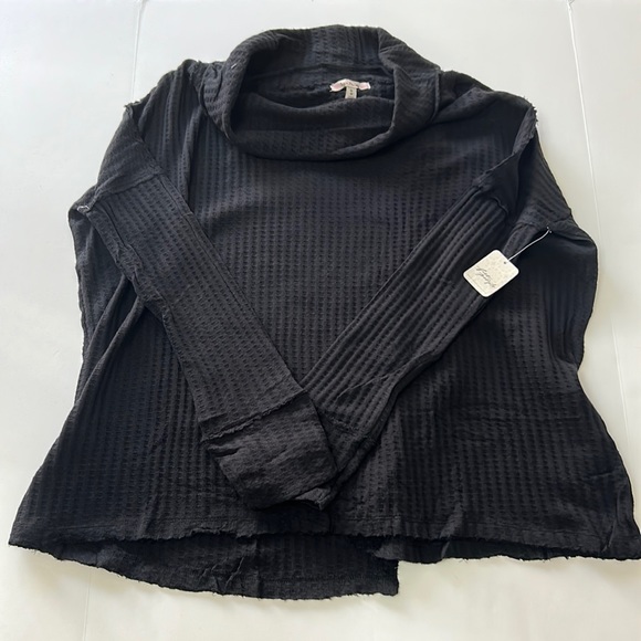 NWT Free People Juicy Long Sleeve Open Back Top Black Medium - Picture 8 of 9